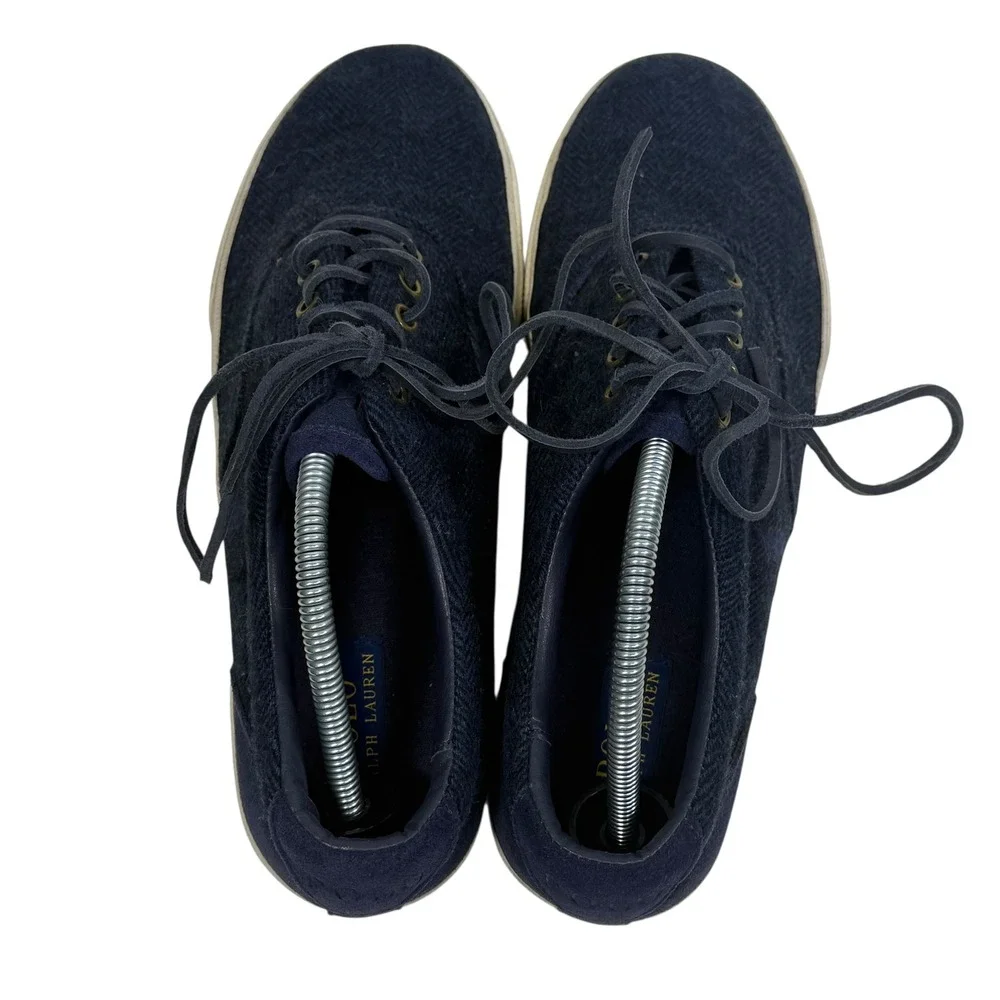 Polo Ralph‎ Lauren Vaughn Mens 10.5D Navy Wool Herringbone Suede Sneakers F17